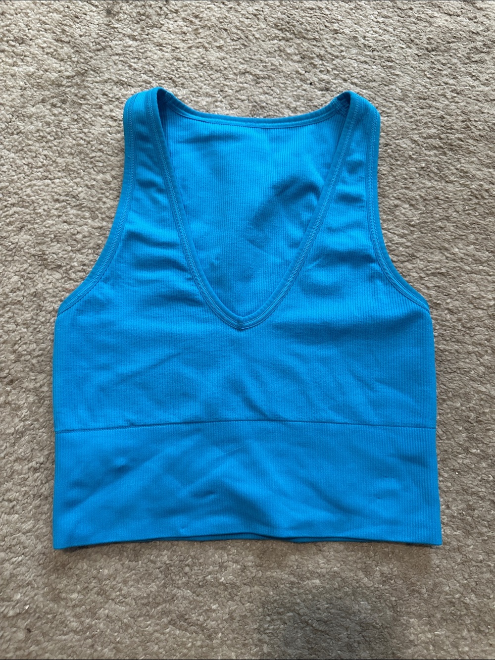 Athleta Vibrant Blue Ribbed V-Neck Cropped Tank